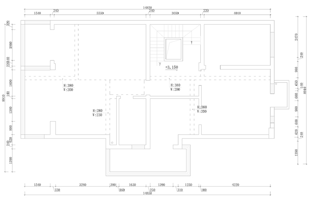 装修案例经典美式风格别墅装修效果图-二层平面图